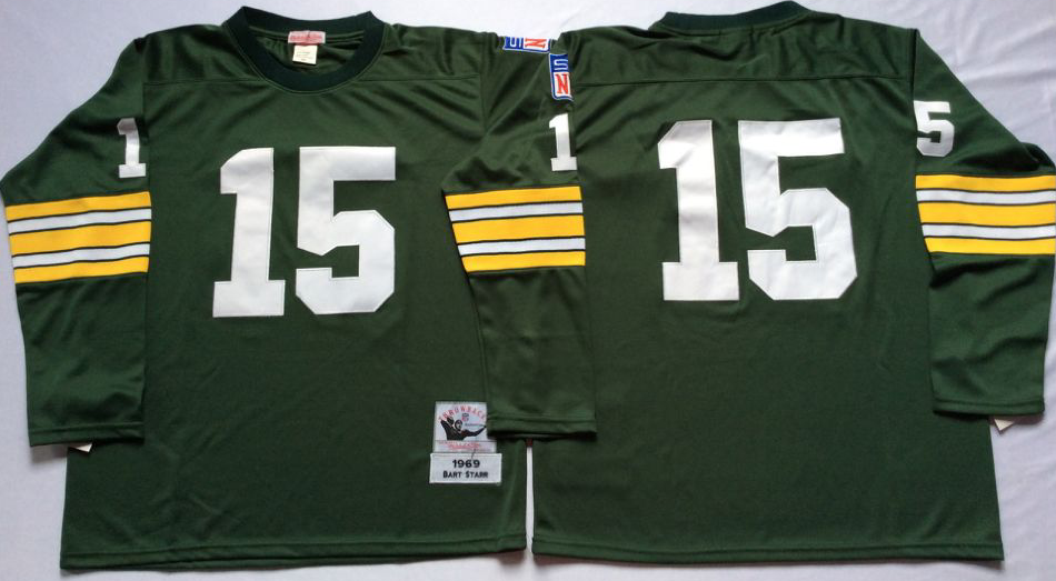 Men NFL Green Bay Packers 15 Starr green Mitchell Ness jerseys